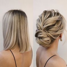 Wavy Bun Updo for Medium Hair Style Straight Hair, Neck Length Hair, Updos For Short Hair, Sanggul Modern, Medium Length Updo, Hairstyles For Straight Hair, Preppy Hairstyles, Short Hair Bun