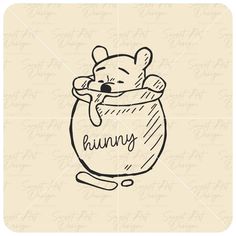 a drawing of a teddy bear in a jar with the word bunnies on it