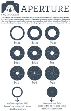 an info sheet showing the different types of lens sizes and their corresponding lenses for photography