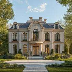 a large white house with lots of windows