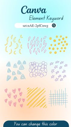 the color scheme for an image is shown in blue, pink and yellow colors with different shapes