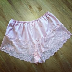 Elegant Lace Bottoms With Lace Trim, Pink Lace Bottoms With Contrast Lace, Feminine Pink Satin Bottoms, Stretch Pink Lace Bottoms, Pink Stretch Lace Bottoms, Feminine Lace Trim Bottoms For Wedding, Pink Stretch Satin Bottoms, Feminine Wedding Bottoms With Lace Trim, Feminine Fitted Bottoms With Contrast Lace