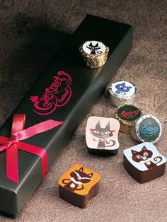 an assortment of chocolates in a gift box