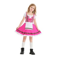 PRICES MAY VARY. Material: High quality polyester fabric, anti-wrinkle, lightweight, breathable and very comfortable to wear. Size Options: This dress is suitable for girls aged 5-12 years old, please refer to our size chart carefully before purchasing to help you choose the right size. Traditional Bavarian Style: The Oktoberfest girls' dress, also known as a dirndl, features a classic Bavarian design with a fitted bodice, a full skirt, and a lace-up front. Apron Detailing: A key element of the Beer Festival Outfit, Summer Dresses Kids, German Dirndl Dress, Bavarian Costume, Dirndl Dress Oktoberfest, Oktoberfest Costume, Dirndl Dress, Beer Festival, Age 10