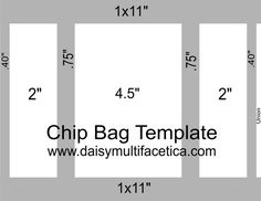 the size and width of a bag template for sewing or quilting, with measurements