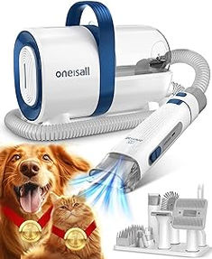 an electric dog hair dryer and grooming kit with onesall attachments