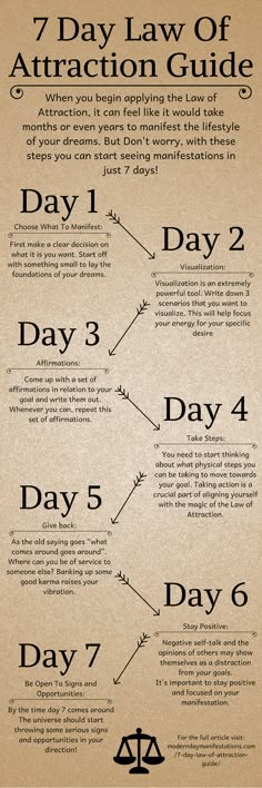 When you begin researching the Law of Attraction, it can sometimes feel like it would take months or even years to manifest the lifestyle of your dreams. But before you throw the whole idea in the “too hard” basket I’ve compiled together this 7 Day Law of Attraction Guide! #lawofattraction #7daylawofattractionguide #lawofattractionguide Laws Of Attraction, Trening Fitness, Positive Self Affirmations, Self Care Activities, Manifestation Quotes, Self Improvement Tips, The Seven