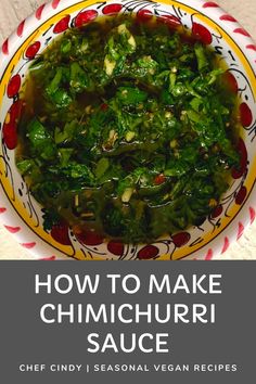 how to make chimichurri sauce on a plate with the title overlay