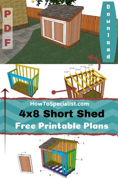 the four different types of shed plans are shown in this graphic diagram, and there is also