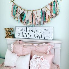 #beddysdreamroom                                                                                                                                                                                 More Decor Above The Bed, Rustic Nursery, Girl Sign, Pom Pom Garland