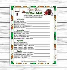 printable football game guess the football game is in green and white with an orange helmet on it