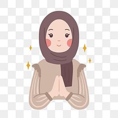 a woman wearing a hijab with her hands folded in prayer position, cartoon character,