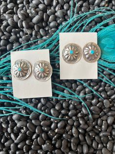 "* Sterling silver, genuine turquoise  * Just under 1\"x1\"" Turquoise Tuesday, Western Jewelry, Genuine Turquoise, Western Outfits, Cute Jewelry, Sterling Silber, Jewelry Earrings Studs, Western Fashion, Beading