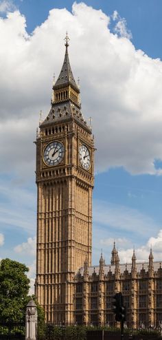 the big ben clock tower towering over the city of london on a partly cloudy day