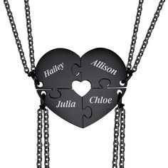 PRICES MAY VARY. Puzzle Heart 2/3/4/5 Pieces Best Friend BFF Necklace Set-Heart Love Matching Necklace Pendant Set for Family member - when put together they make a beautiful and original heart. You can Personalize a name on each, a date each, initials, or a word of your choice. Perfect gift for your mother and sister, all of your sisters, best friends, sorority sisters, besties, or for your bridesmaids.Representing the bond between friends. Customize it making it a sentimental and thoughtful gi Heart Shaped Charm Necklace For Best Friend, Heart Shaped Charm Necklaces For Best Friend, Heart Pendant Necklace In Stainless Steel For Best Friend, Best Friend Soulmate, Heart-shaped Engraved Charm Necklace For Best Friend, Love Best Friend, Customizable Heart-shaped Necklace For Best Friend, Best Friend Matching, Puzzle Necklace