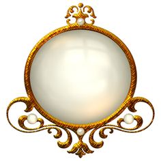 an ornate gold mirror with white background