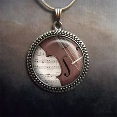 Music Violin glass pendant, music teacher gift music necklace charm musicians gift violin pendant Write On Glass, Jewelry Book, Music Necklace, Book Pendant, Peace Sign Necklace, Book Necklace, Swivel Hook, Music Teacher Gifts, Gifts For Librarians