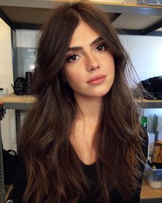 Brown Hair Shades, Bangs Long, Chocolate Hair, Hair Brunette, Smink Inspiration