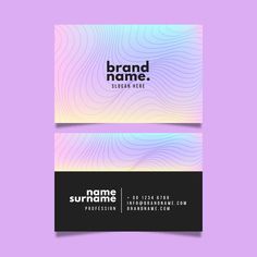 a business card with an abstract design on the front and back, in pastel colors