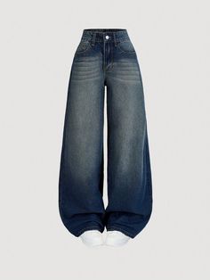 Wide Leg Pants For Women, Wide Pants Jeans, Oversize Jeans, Wide Leg Jeans Women, Blue Wide Leg Jeans, Shein Clothes, Big Jeans, Cute Nike Outfits