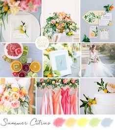 a collage of different wedding colors and flowers