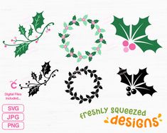 holly wreath svg files for christmas decorations