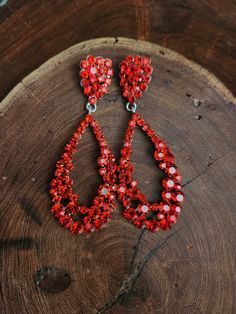 Red Earrings For Prom, Red Prom Earrings, Red Prom Dress Accessories, Homecoming Jewelry, Bold Home Decor, Red Items, Prom 23, Freshman Homecoming, Dance Hair