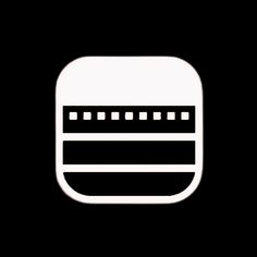 a black and white image of a square button with lines on it's side