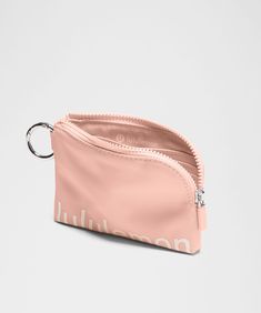 Zip, Clip, And Go. Secure This Pouch Onto Your Keychain, Belt Loop, Or Bag To Keep Your Cards And Cash Handy. Designed For Casual. Dimensions: 12Cm X 8.5Cm (4.7" X 3.3"). Easy-Access Exterior Cardholder. Zippered Main Compartment. Interior Slots To Organize Your Cards. | Clippable Card Pouch Lululemon Clippable Card Pouch, Lululemon Wallet, Lululemon Keychain, Light Pink Wallet, Preppy Bags, Pink Wallet, Green Pastel, Card Pouch, Bags Purses