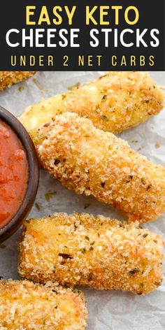 an easy keto cheese sticks recipe that is made with under 2 net carbs