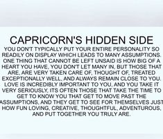 the caption reads, capricorn's hidden side you don't typically put your entire personality so