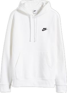 Nike Athleisure Hoodie For Streetwear, White Nike Sweats For Winter, Nike White Sweats For Winter, Nike Sporty Hoodie Sweatshirt, Nike White Winter Sweats, Nike White Fall Sweats, White Nike Sweats With Ribbed Cuffs, Nike White Sweats With Ribbed Cuffs, White Drawstring Hood Sweats