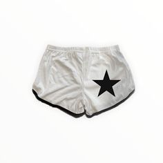 Star Shorts - White – romanticblue Aesthetic Trousers, 2000s Shorts, Cute Bottoms, Woman Sport, Star Shorts, Harajuku Aesthetic, Shorts For Summer, Short Pant, Y2k Shorts