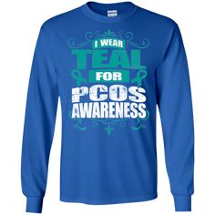 Will you wear Teal for PCOS Awareness? Help us Raise Awareness for PCOS with our new Long Sleeved T-Shirt design! Unisex sizing 6.1-ounce, 100% cotton Double-needle neck, sleeves and hem; consult size chart for details With every purchase you make a difference: We Donate to the PCOS Awareness Association. Crohns Awareness, Parkinsons Awareness, Alzheimers Awareness, You Make A Difference, Make A Difference, T Shirt Design, Long Sleeve T Shirt, Purple, Long Sleeve