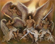 Warrior Angels by GlendaOkievStevens on Etsy Men With Wings, Warrior Angels, Archangel Uriel, Paper Angel, Angel Blessings, Angel Gabriel, Angel Artwork