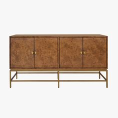 Albert Dark Burl Buffet Burl Wood Cabinet, Acrylic Hardware, Burled Wood Furniture, Removable Shelves, Cerused Oak, Antique Brass Metal, Wood Cabinet, Burl Wood, Wood Sideboard