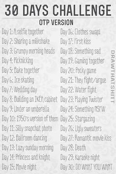 the 30 days challenge is shown in black and white