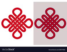 an image of two abstract designs in red and gray colors on a white background, one is