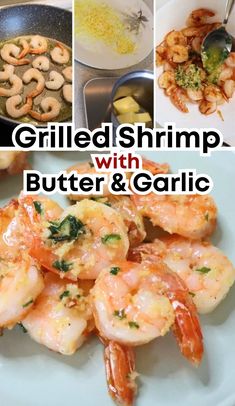 Pan-Grilled Shrimp with Butter and Garlic Pan Grilled Shrimp, Best Grilled Shrimp, Impressive Appetizers, Juicy Shrimp, Seafood Recipe, Easy Seafood, Garlic Butter Sauce