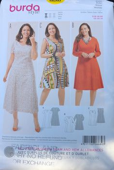 an image of a woman's dress sewing pattern