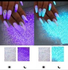 Purple Blue Light Luminous Nail Powder Glow In The Dark Pigment Dust Glitter Lipsticks Aesthetic, Tattoo Frau, Luminous Nails, Glow Nails, Nail Powder, Nail Glitter, Dark Nails, Foot Care, Powder Nails