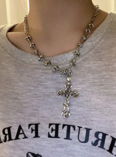 y2k and 2000's style inspired, intricately detailed cross pendant and necklace. One of our team's favorite pieces for a reason, this is the  perfect accessory to any outfit and layers well with other Jewelry & necklaces. 2000's & y2k style fits are a strong match. High quality feel, affordable and stylish. Chain Length: 18.5 Inches + 1.8 inch cross pendant length Chain & Pendant Weight: 1 oz Cross Material: Alloy Returns allowed 2-3 day processing and handling  Thank you for your support! please feel free to message with any questions or concerns :)  - Lolita's Tienda Team Early 2000s Accessories Jewelry, Jewelry Accessories Necklaces Silver, Gem Cross Necklace, Y2k Chain, Silver Chain Cross Necklace, Necklace Y2k, Jewelry Cross, Chunky Cross Necklace, Y2k Jewellery