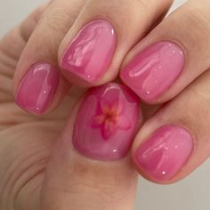 Simple Nails Jelly, Nail Paint Ideas Natural Nails, Pretty Soft Nails, Short Gel Nails With Charms, Nail Gel Inspo Short, Summer Pink Nails Short, Super Short Nails Ideas Simple Summer, Natural Nail Polish Designs