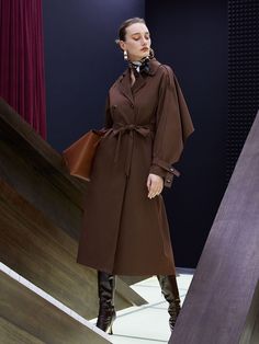 Belted Trench Coat, Brown Coat, Trench Coats Women, Shein Style, Fashion Fabric, Trench Coats, Cloak, First Order, Nun Dress