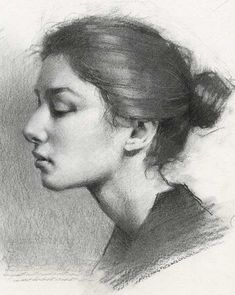 a pencil drawing of a woman's profile