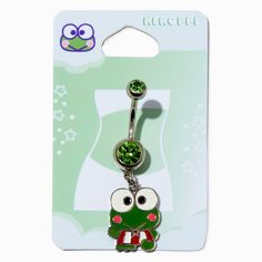 This belly bar will make Keroppi® super fans super hoppy! Featuring green rhinestones and dangly enamel Keroppi charm, this is a body jewelry must-have for your very own.Belly Bar by Hello Kitty® And FriendsFinish: Silver-toneSize: 14G/1.6mmClosure: PostMaterial: Stainless steel - Claire's Keroppi® Silver-tone 14G Green Stone Charm Belly Bar Green Dangle Novelty Jewelry, Green Novelty Dangle Jewelry, Adjustable Green Belly Rings As Gift, Sensitive Ears Earrings, Bellybutton Piercings, Belly Button Piercing Jewelry, Piercing Kit, Belly Piercing Ring, Belly Bar