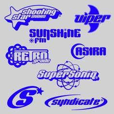 six different logos that are blue and white