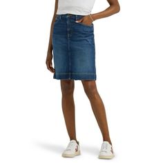 This denim skirt from Lee is a classic for a reason with its mid-rise, silhouette-defining cut, and comfortable feel. This vintage-inspired denim darling takes it to another level, adding dungaree pockets, and Legendary Lee details throughout the fabric, creating a one-of-a-kind piece that will elevate any closet. Size: 2.  Color: Blue.  Gender: female.  Age Group: adult. Closet Size, Women Midi, For A Reason, Blue Gender, Dungarees, Midi Length, Gender Female, Denim Skirt, Size 16