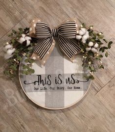 this is us wreath with cotton and greenery