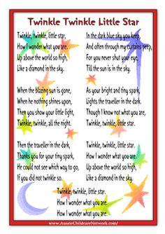 a poem with stars and the words twinkle twinkle little star